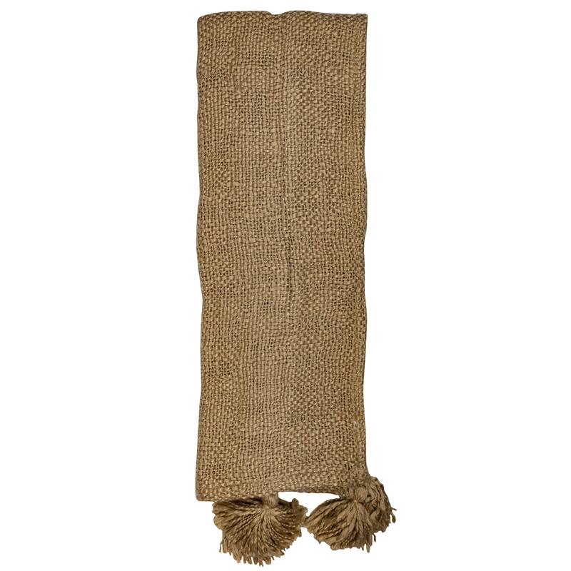 Foreside Home & Garden Tan Corner Tassel Hand Woven Acrylic Throw