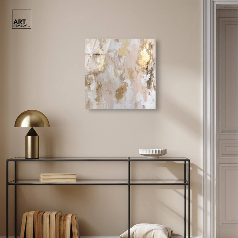 Golden Glimmer Gesture I Acrylic by Art Remedy, Ready to Hang