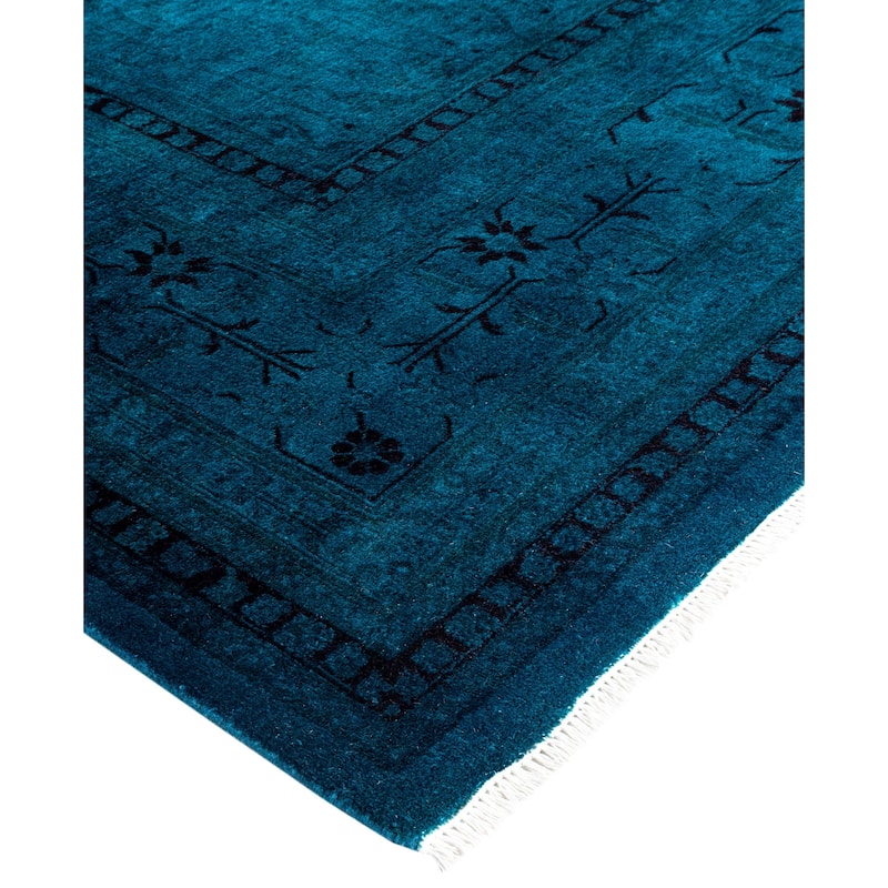 Overdyed One-of-a-Kind Hand-Knotted Area Rug - Green - 9' 2" x 11' 10"