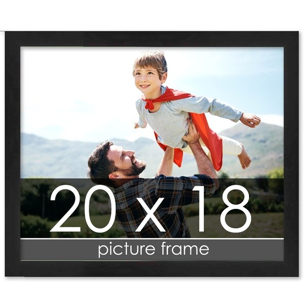 20x18 Lacquer Black Complete Wood Picture Frame with UV Acrylic