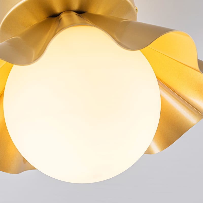 Modern industrial 1-Light Flush Mount Ceiling Light with Opal Glass Shape - Gold - 9.1" W × 6.3" H