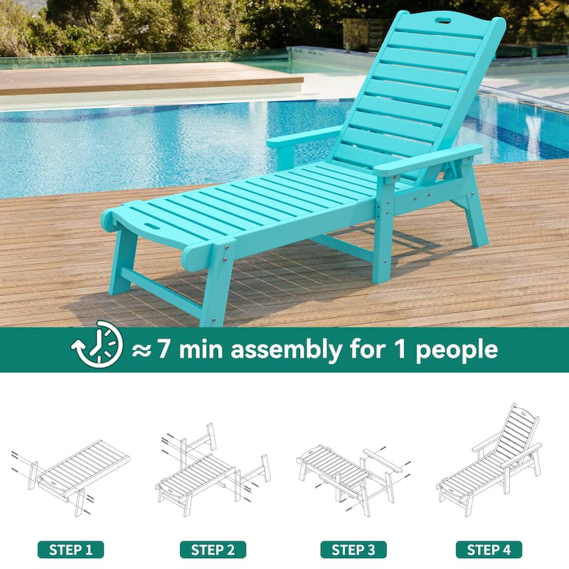 78.7" Long Reclining Outdoor Chaise Lounge
