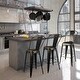 preview thumbnail 11 of 25, High Back Metal Barstool with Black/Brown Leather Cushion-Set of 4