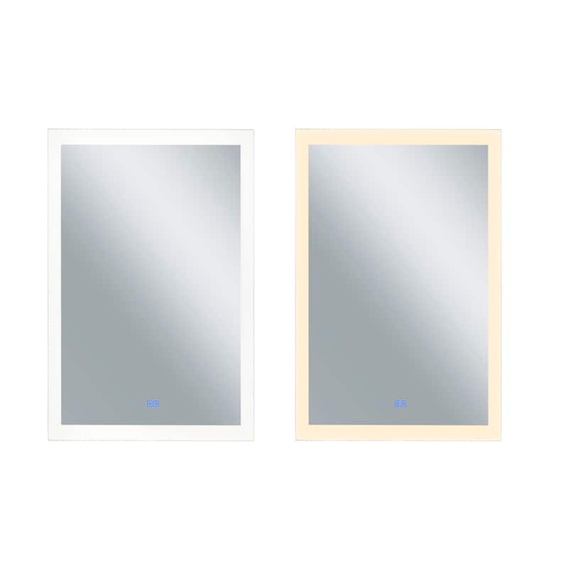 49" x 30" Abigail Matte White Rectangle LED Wall Mirror - White