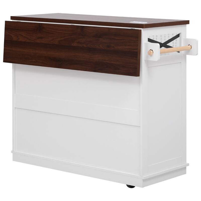 Kitchen Island with Drop Leaf, 3 Doors and 3 Drawers