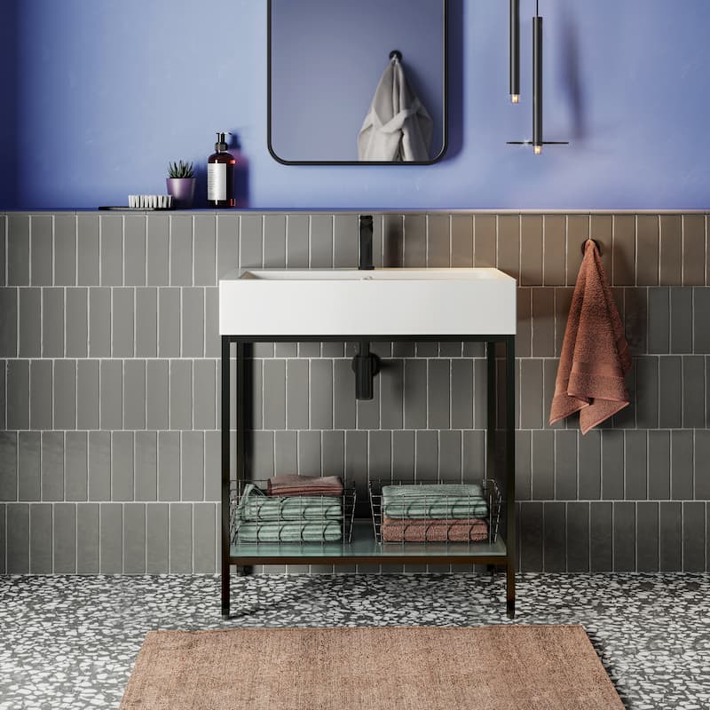 Pierre Metal Freestanding Single Sink Bathroom Vanity