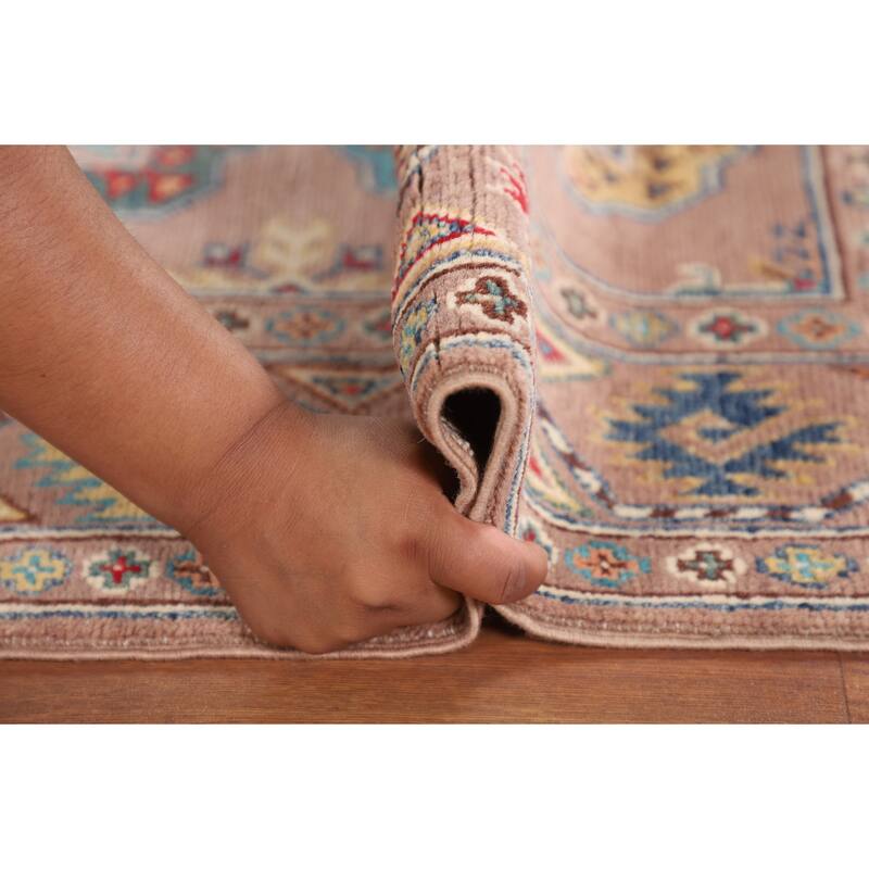 Traditional Beige Kazak Accent Rug Hand-Knotted Wool Carpet - 2'8" x 4'3"