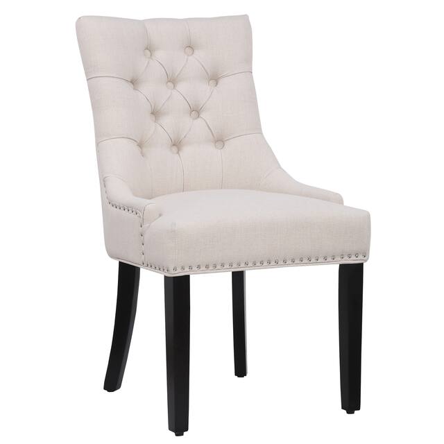 Grandview Tufted Upholstered Linen Fabric Dining Chair - Beige