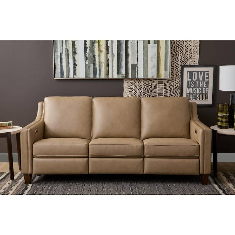 Finley Leather Power Inclining Sofa by Flexsteel - 82" x 36" x 38" - Sandstone