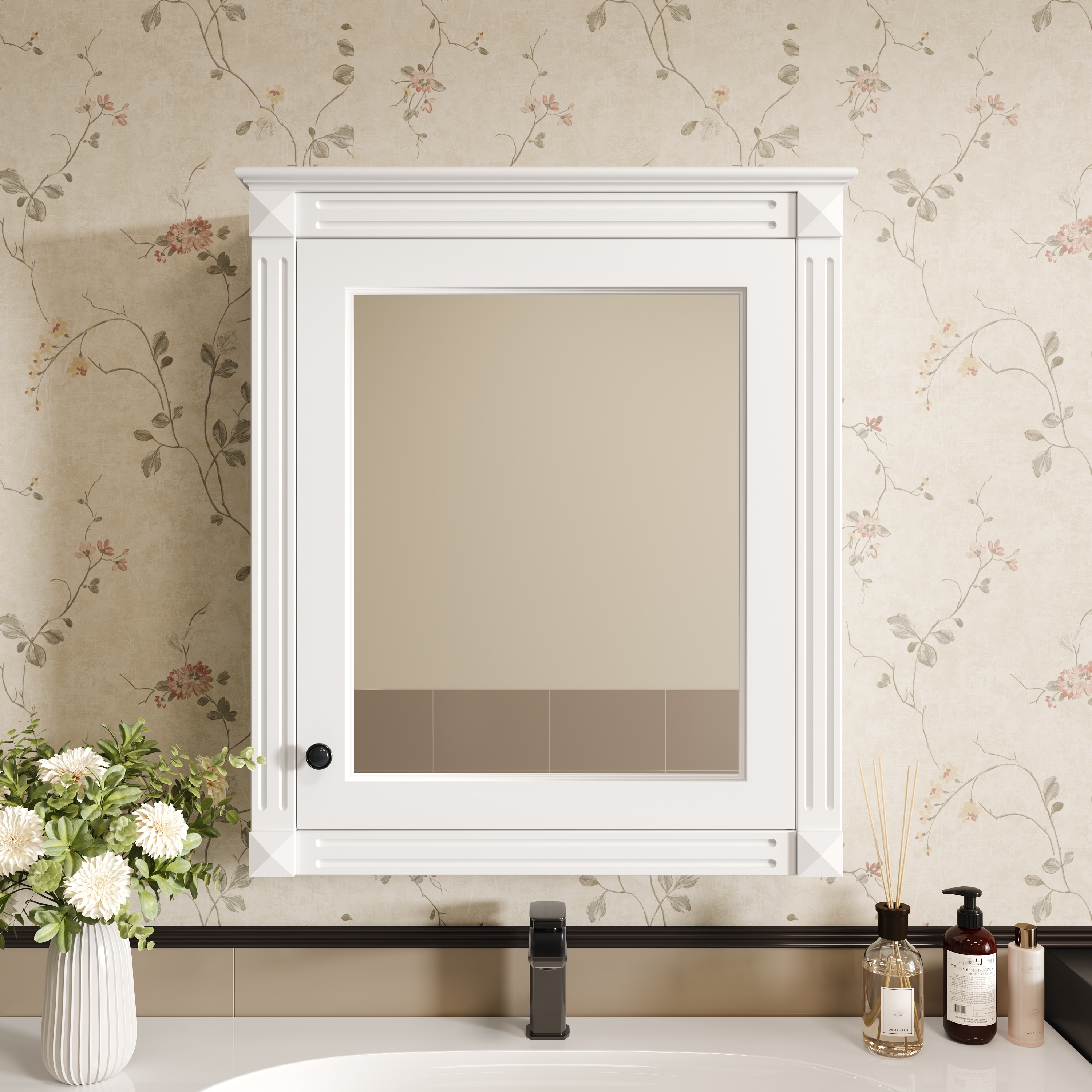 GDF-Studio - Wendell Modern Wall-Mounted Bathroom Medicine Cabinet with Mirror, Soft-Close Hinges & Adjustable Shelves