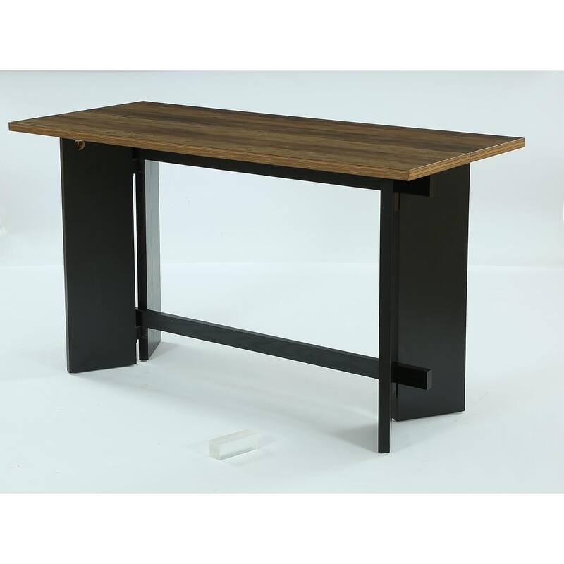 63 Inch Bar Table, Industrial Counter Height Pub Table - Brown & Black