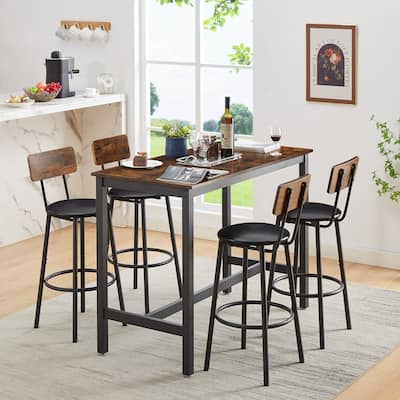 Bar Table Set with 4 Storage Table Dining Table with Adjustable Feet Office Table Coffee Table Computer Table