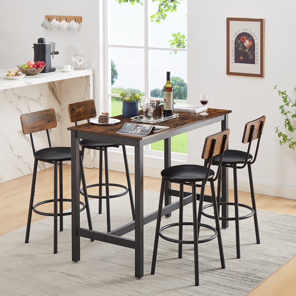 Bar Table Set with 4 Storage Table Dining Table with Adjustable Feet Office Table Coffee Table Computer Table