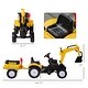 preview thumbnail 7 of 8, Kids Ride-On Digger Truck with Horn, Excavator Toy, 6 Wheels & Detachable Trailer, Pedal-Powered for Ages 3-6 - Yellow