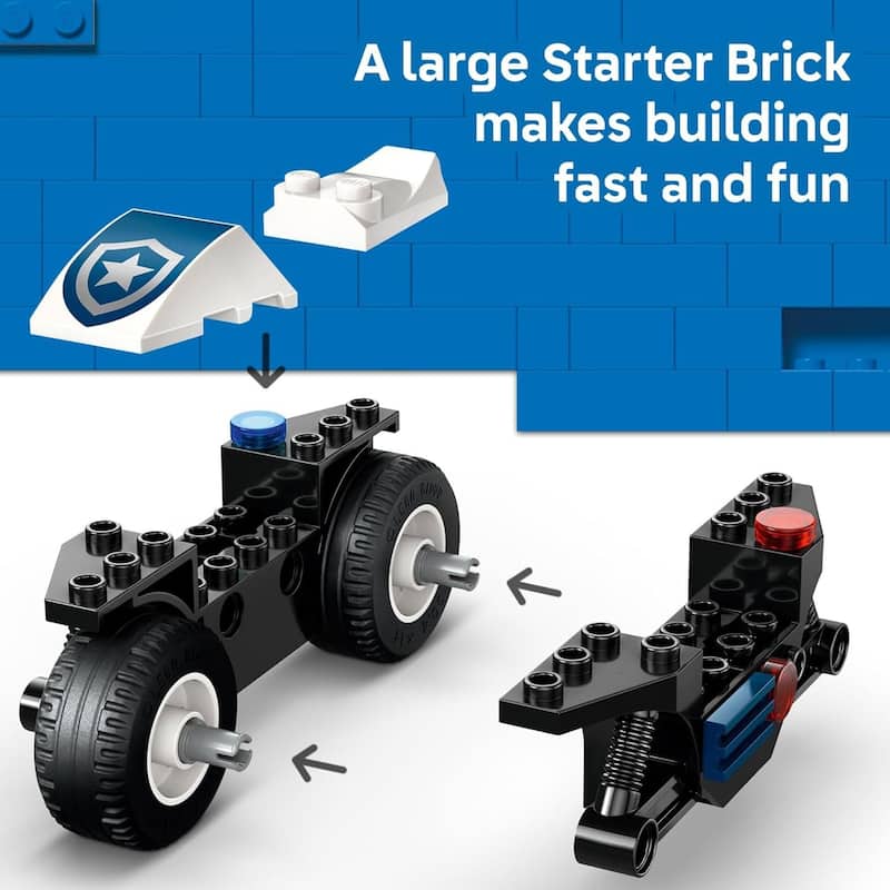 LEGO City Police Car and Motorcycle Chase Building Toy with with Officers and Crook Minifigures, Gift Idea