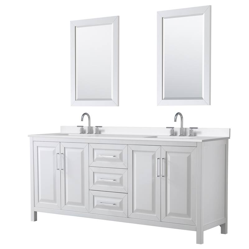 Wyndham Collection WCV252580D-QTZ-US3M24 Daria 80" Free Standing - White / White Quartz Top / Polished Chrome