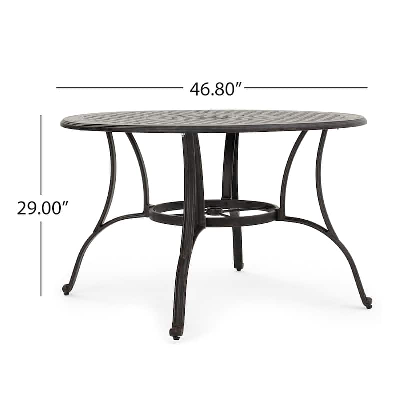 Roomfitters Outdoor Cast Aluminum Circular Dining Table, Stylish and Durable Design for Patio and Garden Use, Bronze