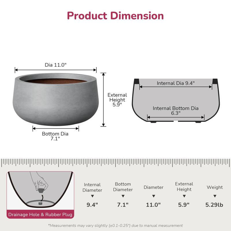 Enhanced Interior Round Concrete Plant Pot/Planter