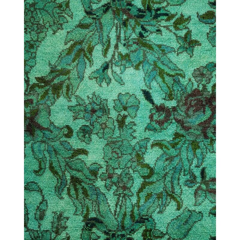 Overton Hand Knotted Wool Vintage Inspired Modern Contemporary Overdyed Blue Runner Rug - 2' 5" x 12' 4"