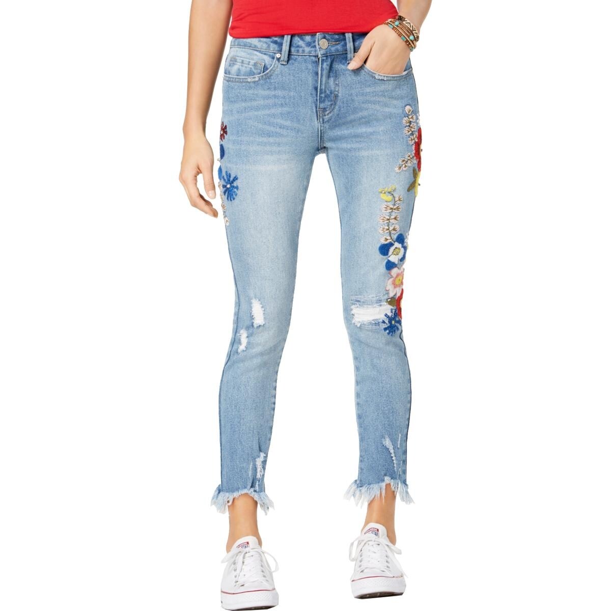 indigo rein embroidered jeans