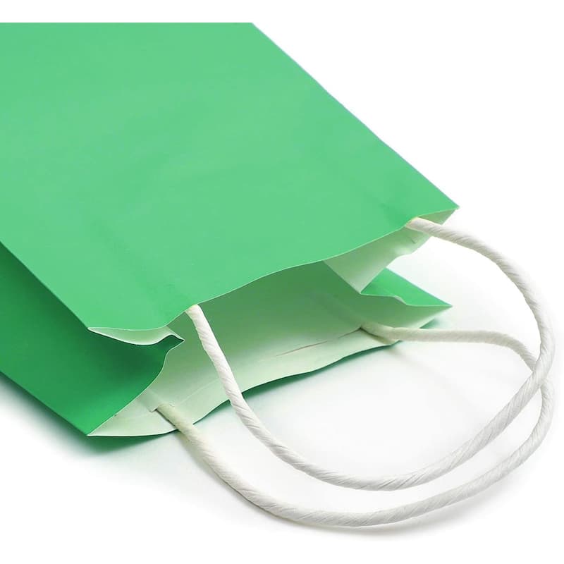Blue Panda 25-Pack Green Gift Bags with Handles - Small Paper Treat Bags (5.3x3.2x9 In)