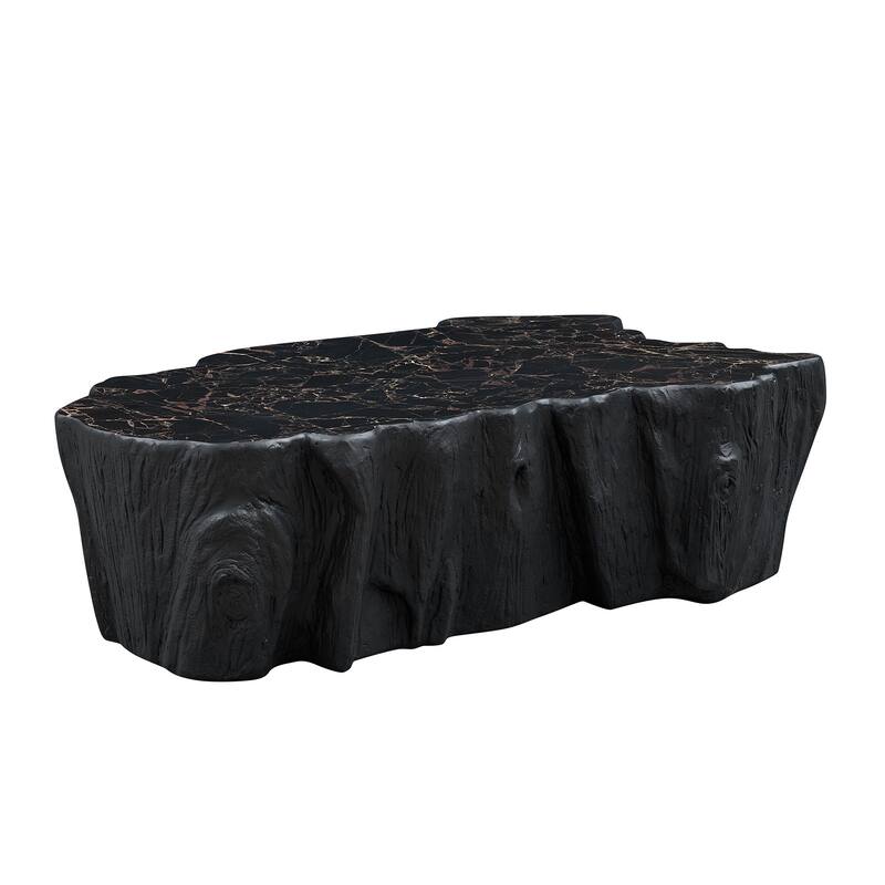 48.62" Unique Shape Sturdy Fiberglass Coffee Table for Living Room, No Need Assembly