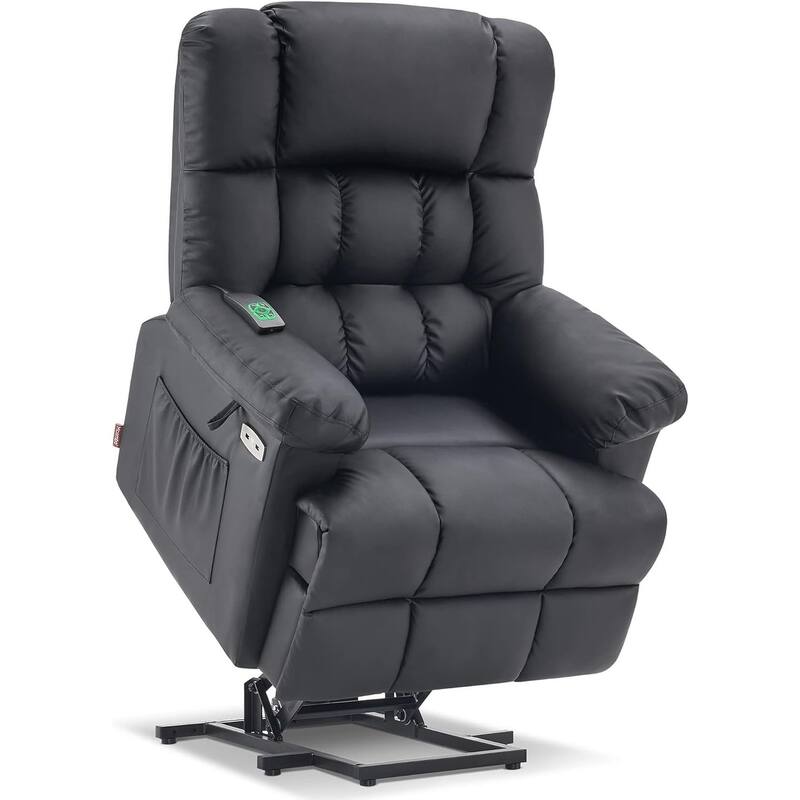 MCombo Power Lift Recliner Chair with Massage, Heat, Adjustable Headrest, Extended Footrest-(PU/Fabric)