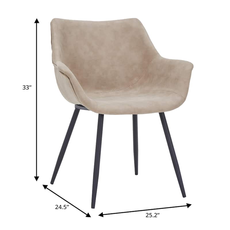 Markley Leather Dining Chair with Iron Legs Set of 4 Modern Accent Armchair