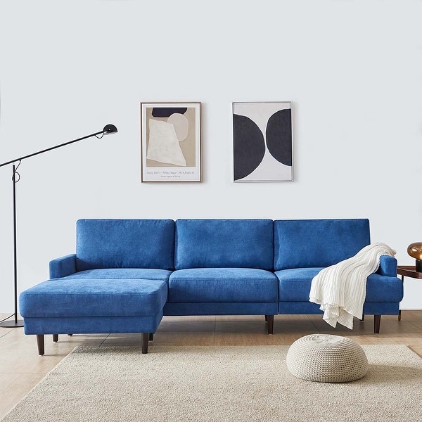 Modern Fabric Sofa L shape, 3 Seater with Ottoman-104" 5-Color. Opens flyout.