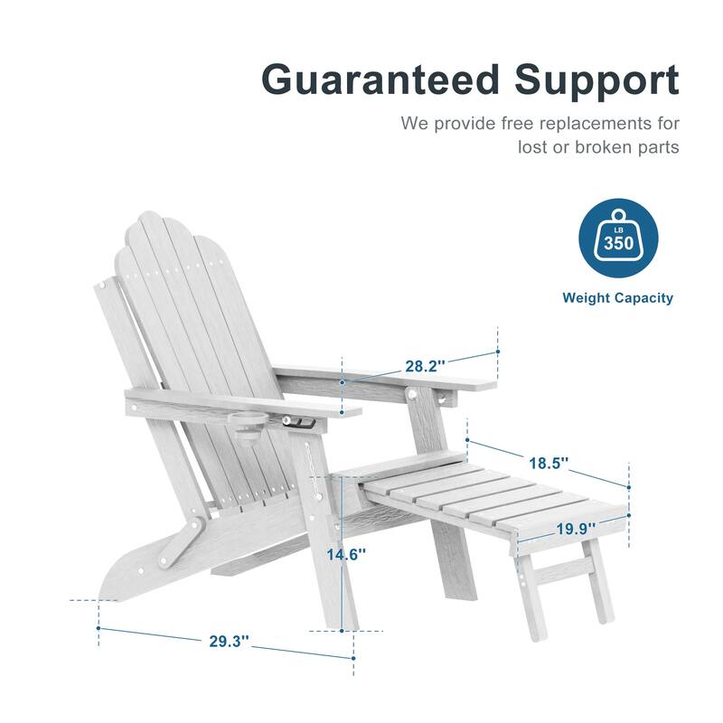 3-Position Adjustable Folding Adirondack Chair W/ Ottoman for Outdoor