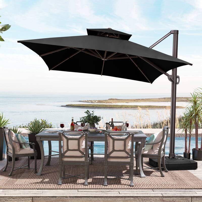 10 x 13 Feet Double Top Outdoor Patio Offset Cantilever Umbrella with NO Base
