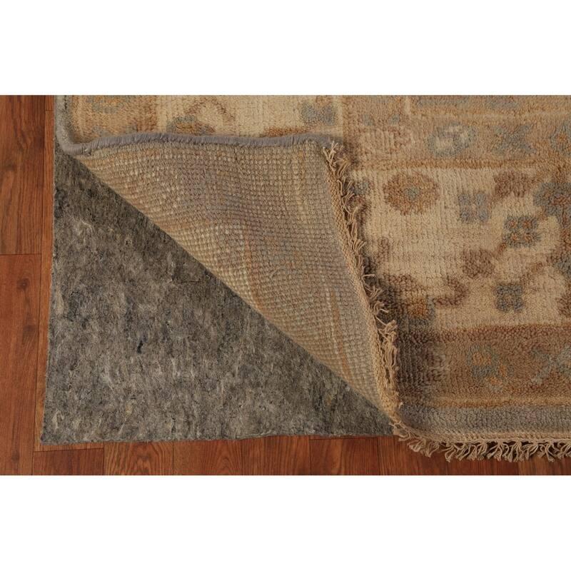 Gray Oushak Indian Area Rug Hand-Knotted Transitional Wool Carpet - 8'5"x 9'11"