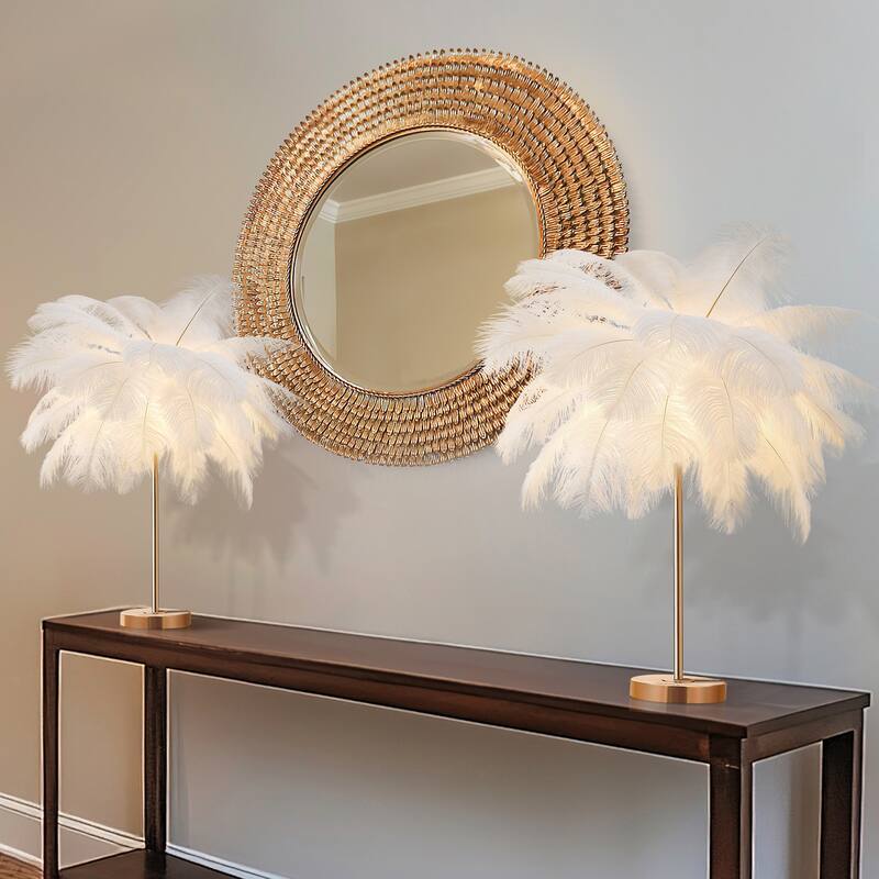 Feather Tripod Table Lamp With LED Bulbs