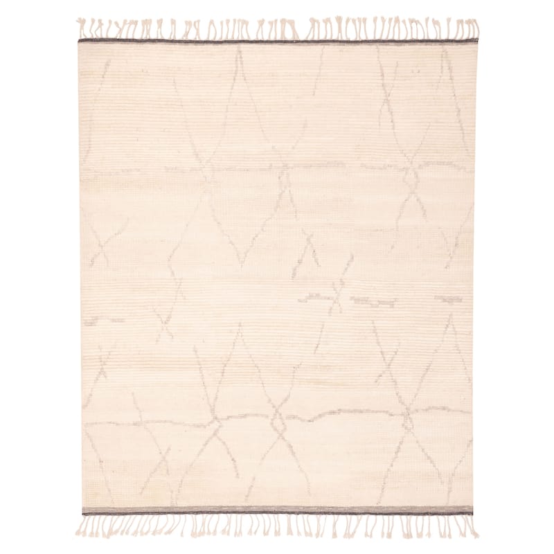 ECARPETGALLERY Hand-knotted Looma Cream Wool Rug - 8'3 x 10'0