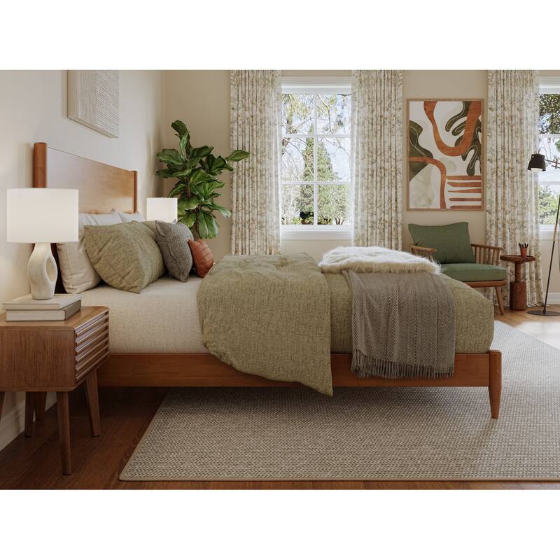 King Size Platform Bed - Solid Wood Low Profile Bed Frame - Victorian Style Bedroom Furniture
