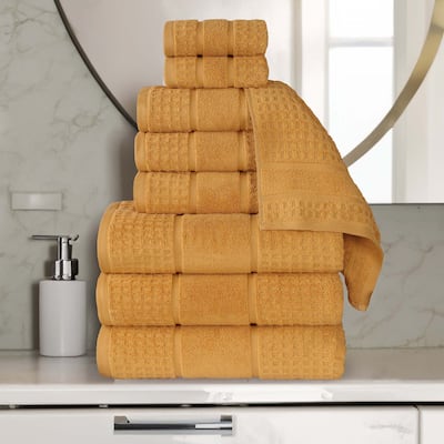 Superior Napa Zero Twist Cotton Waffle 9 Piece Bathroom Towel Set