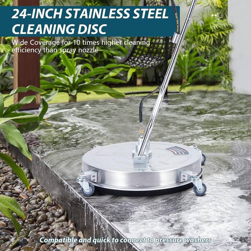 24 in Pressure Washer Surface Cleaner with Dual Handle for Driveway Sidewalk Patio