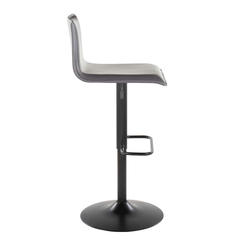 Porch & Den Mara Upholstered Adjustable Bar Stool with Rounded Rectangle Footrest (Set of 2)