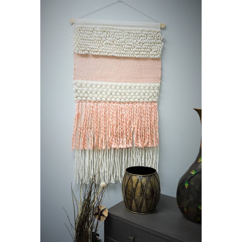 Home&Manor Wool and Cotton Large Macrame Wall Hanging with Rod Included - Exact Size