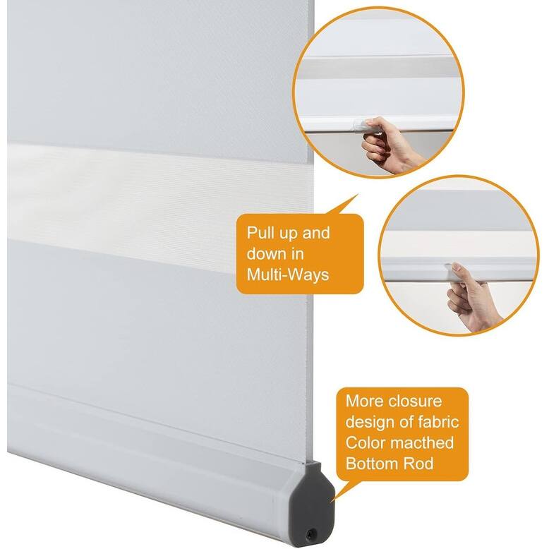 Cordless Zebra Blinds for Windows Free-Stop Roller Windows Shades - 35" W X 64" H