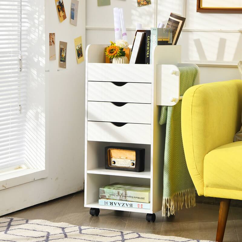 Kitchen Island Cart Rolling Trolley with Countertop Drawers and Rack