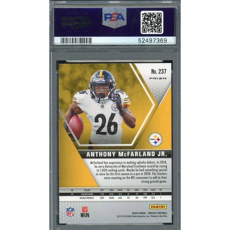 Anthony McFarland Jr 2020 Panini Mosaic Reactive Green Rookie Card #237 PSA 10 - 8'6" x 11'6"