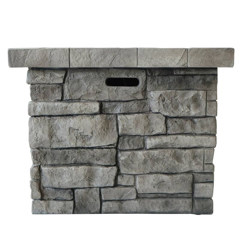30 in. W x 30 in. D x 24 in. H Square Propane Burning Outdoor Fire Pit in Grey