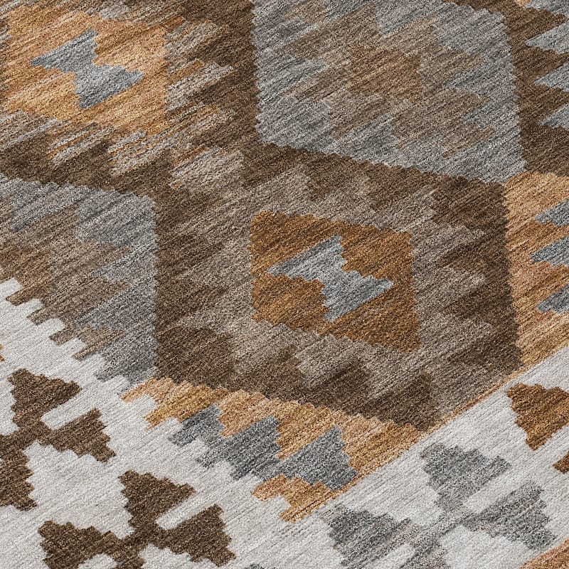 Machine Washable Indoor/ Outdoor Boho Global Chantille Rug