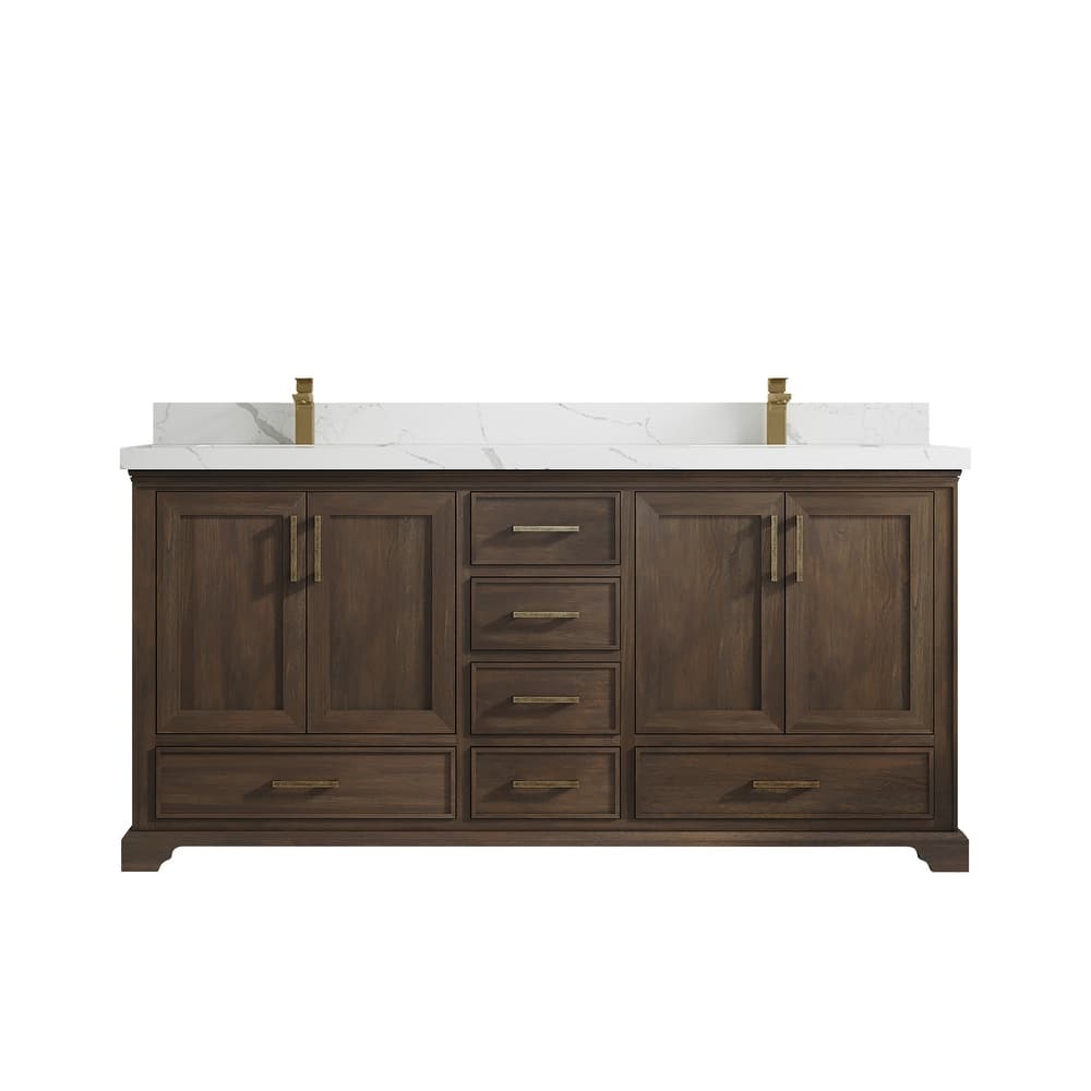 Willow Collections 72 in. W x 22 in. D Charlotte Teak Double Sink Bathroom Solid Teak Vanity with Countertop