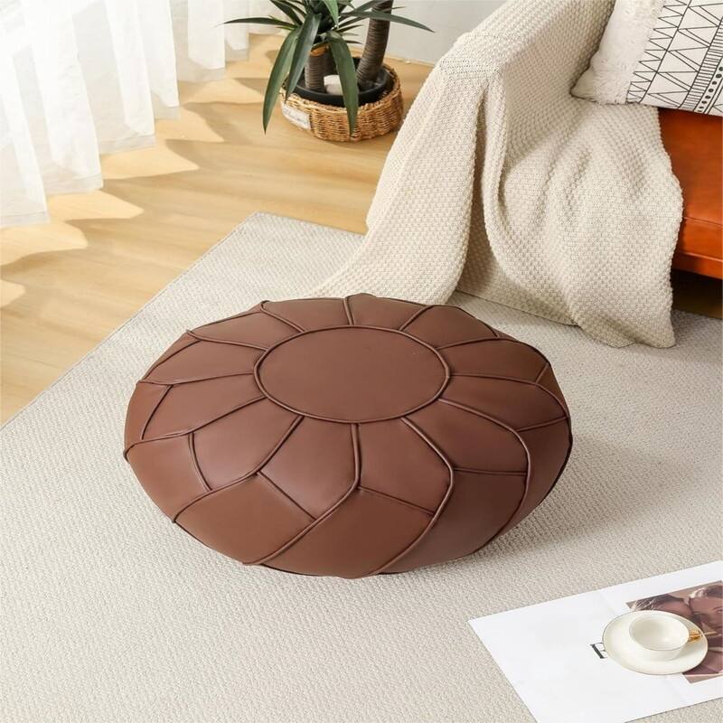 Unstuffed Pouf Ottoman Set of 2 - Large Round