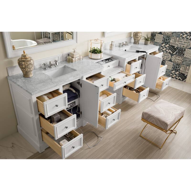 James Martin Vanities De Soto 118" Double Vanity Set with Makeup Table, Bright White