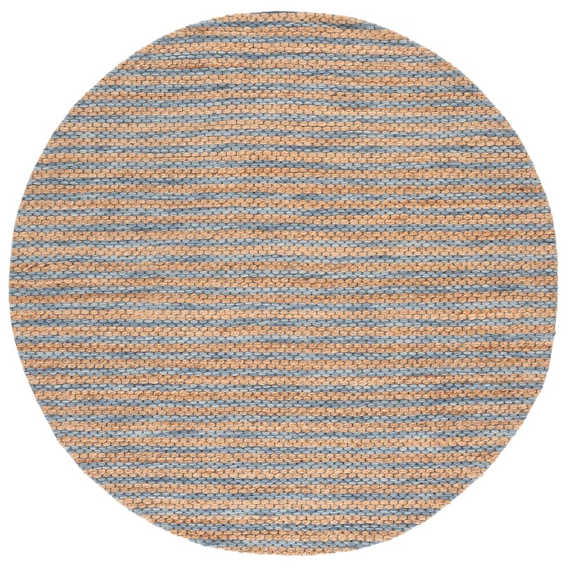 Martha Stewart by SAFAVIEH Handmade Deivi Jute Rug - 6' Round - Natural/Blue