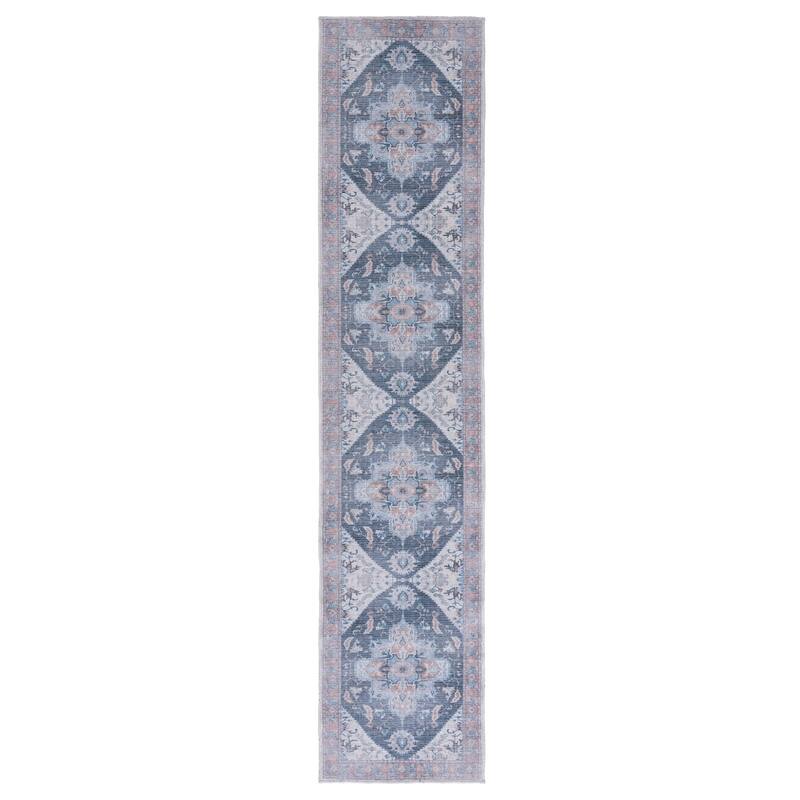 SAFAVIEH Serapi Machine Washable Nonie Boho Medallion Rug - 2' x 9' Runner - Charcoal/Ivory