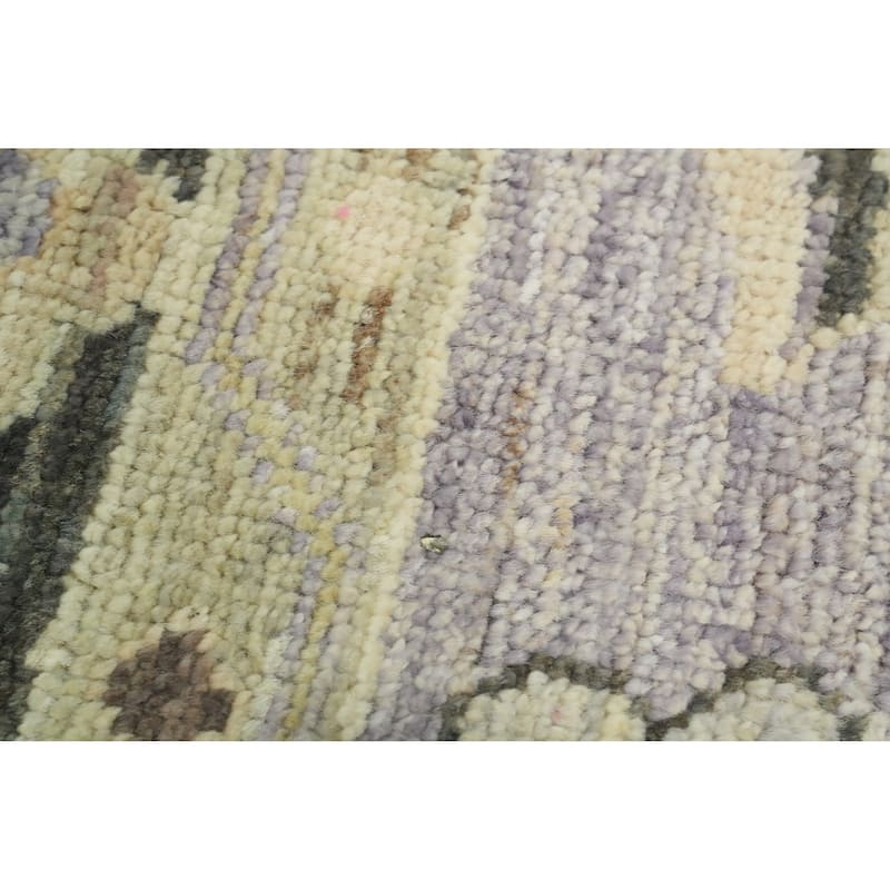 Vegetable Dye Wool Oushak Turkish Area Rug, Floral geometric Carpet - 9' 8'' X 7' 11''